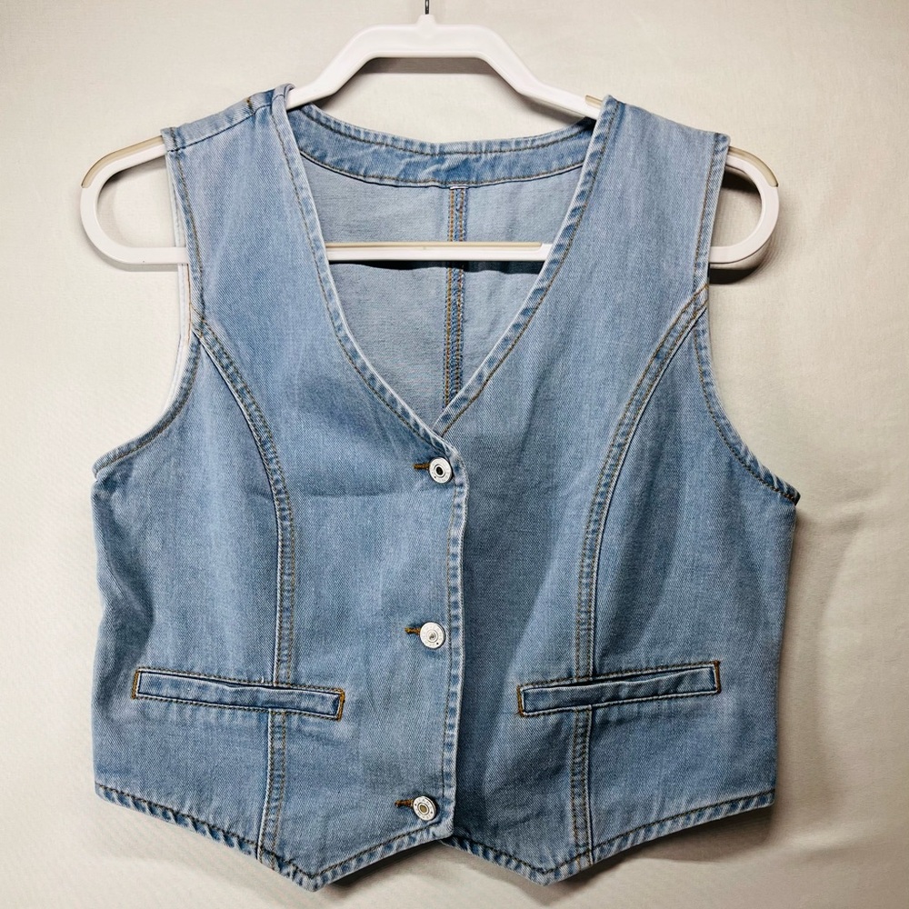 Source Unknown Light Blue Denim Vest